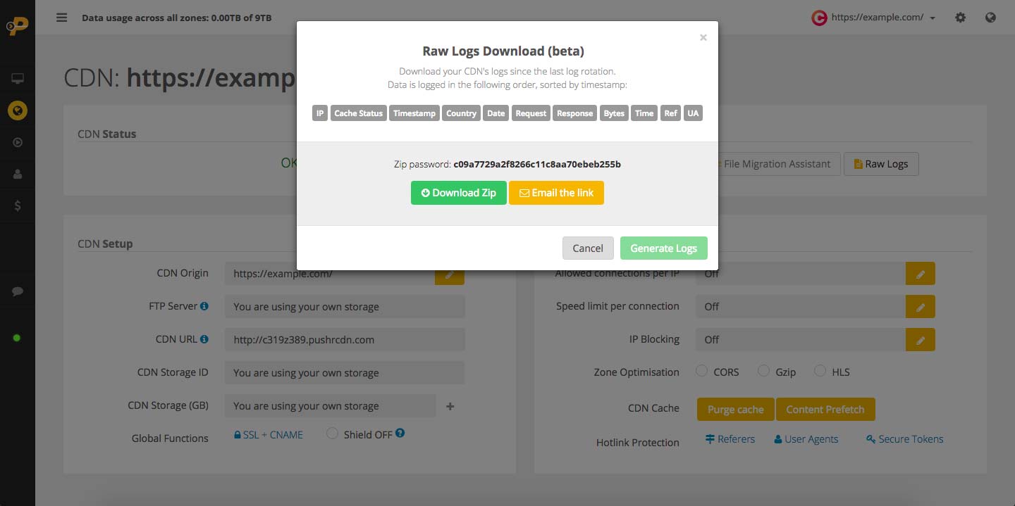 Download your RAW access logs from your dashboard